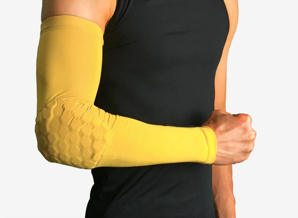 Yellow 1 шт. высокоэластичные спортивные гетры с длинным рукавом для баскетбола, стрельбы по локоть, для мужчин и женщин, соты, противоскользящие - Цвет: Yellow