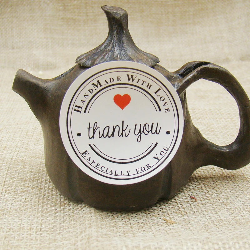 Оптовая Продажа Милая печать этикетка наклейка спасибо круг точка крафт/белая