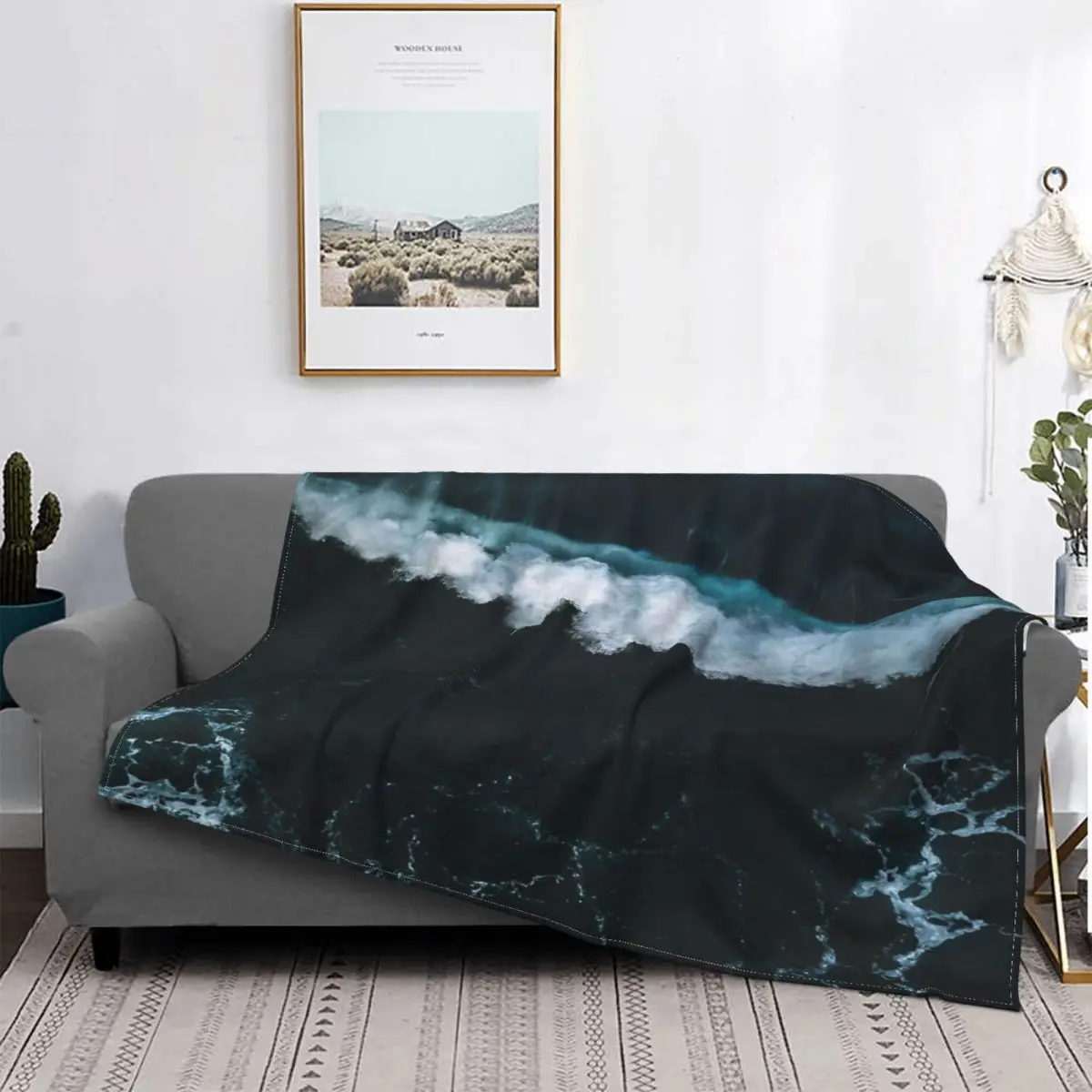 

Wave In Motion - Ocean Photography Blanket Bedspread Bed Plaid Bed Cover Muslin Plaid Plaid Blankets Blanket On The Bed