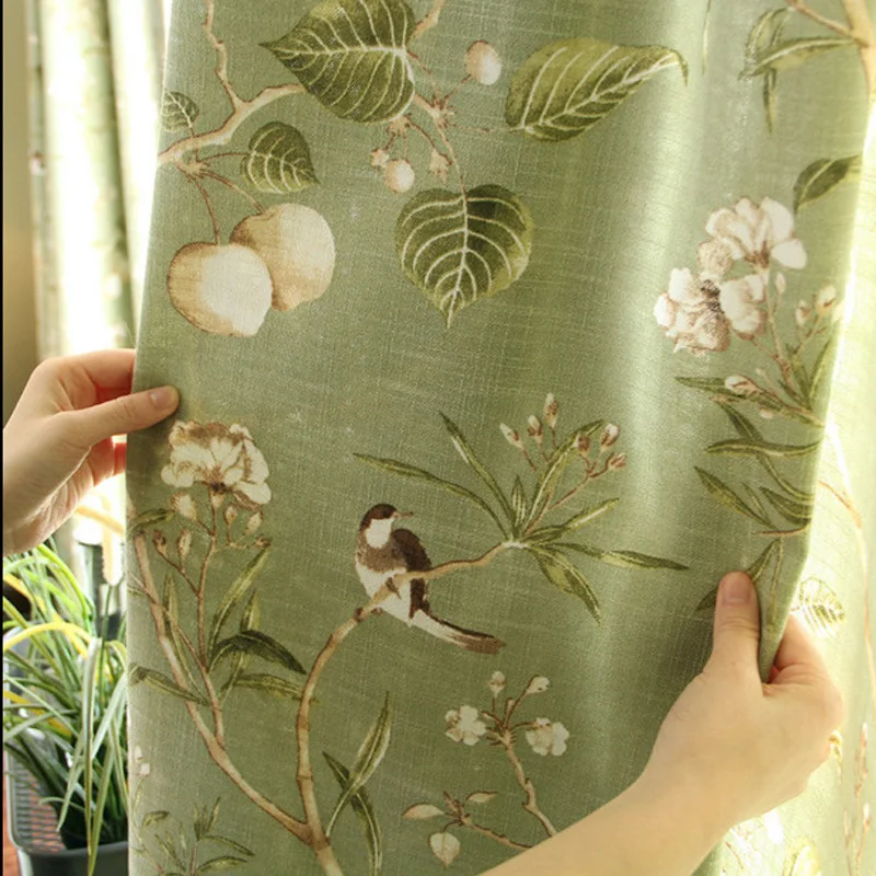 Пасторальные Листья печати шторы для гостиной Мультфильм Птица Дети Мальчики