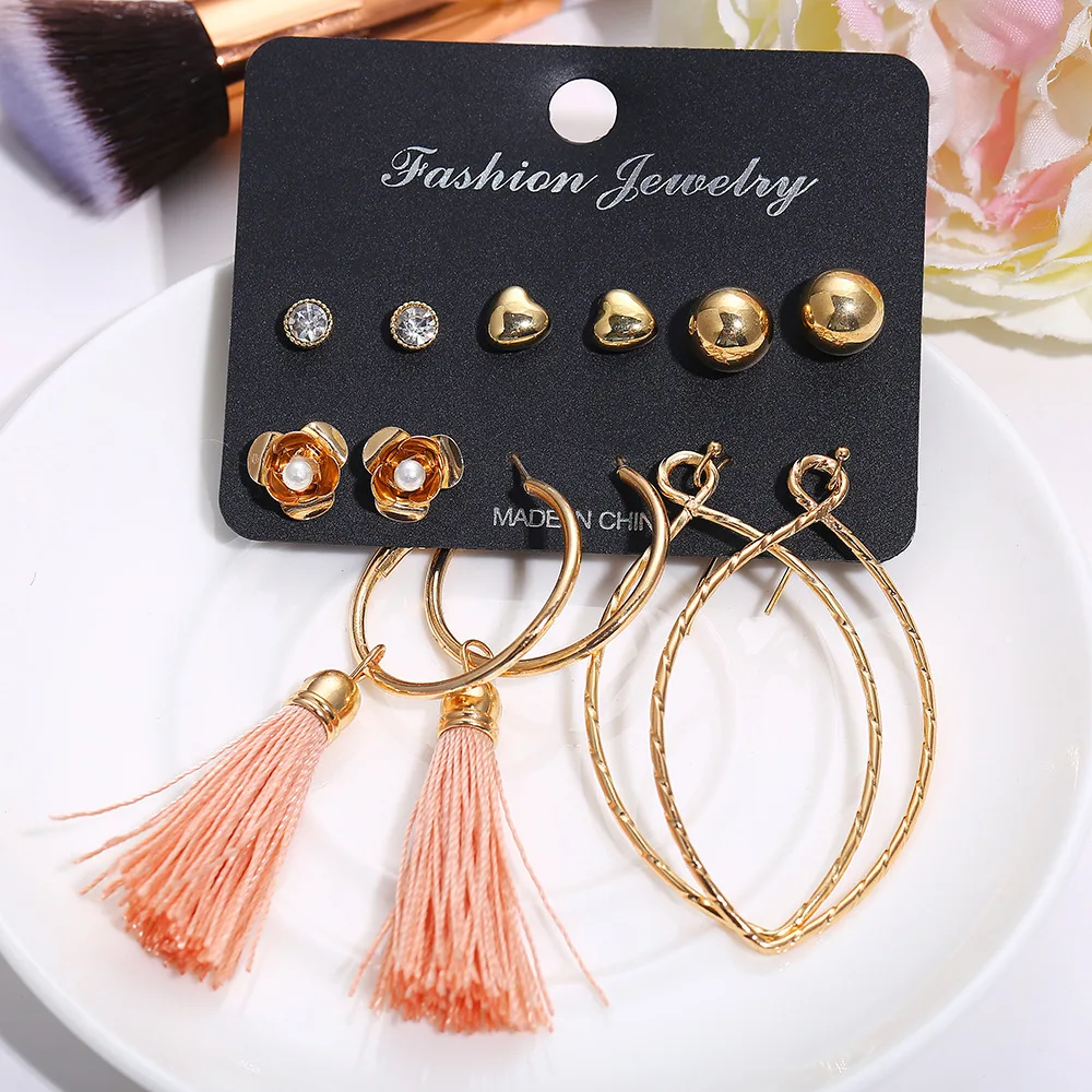 Богемные минималистичные Смешанные Серьги гвоздики простые геометрические