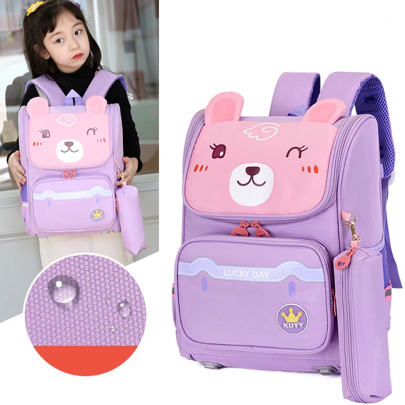 Детский рюкзак для девочек, школьный ранец с 3d-изображением кошек, От 6 до 12 лет
