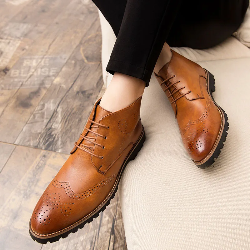 Ботинки JUNJARM мужские из натуральной кожи модные полусапоги для верховой езды