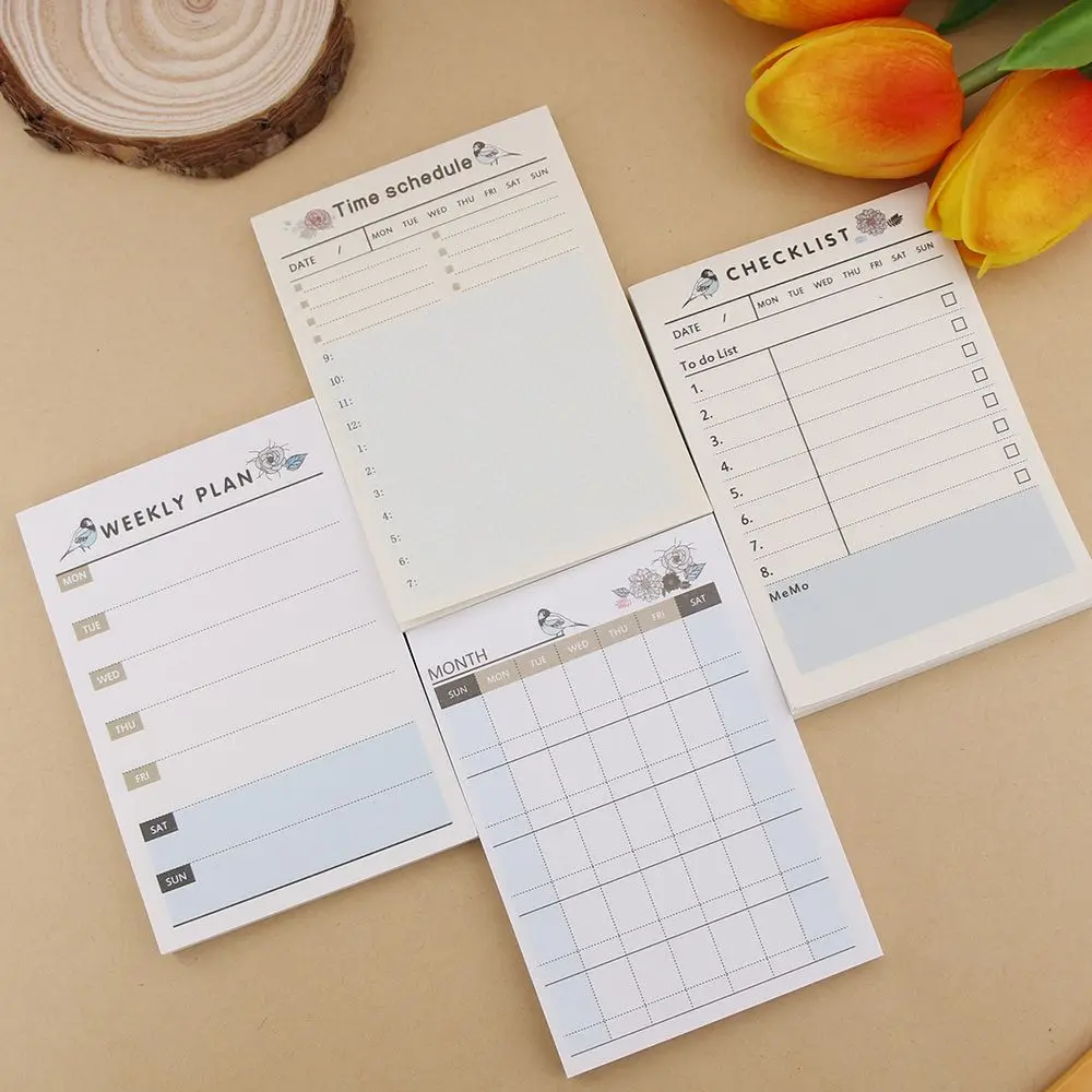 Милая синяя птица еженедельный Ежемесячный рабочий планировщик липкая заметка