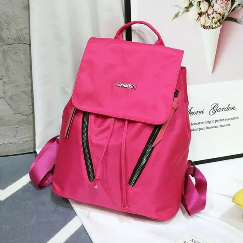 

2019 Newest Hot Women Girls Shoulder School Bag Laptop Backpack Travel Outdoor Double Zippers Solid Satchel Rucksack