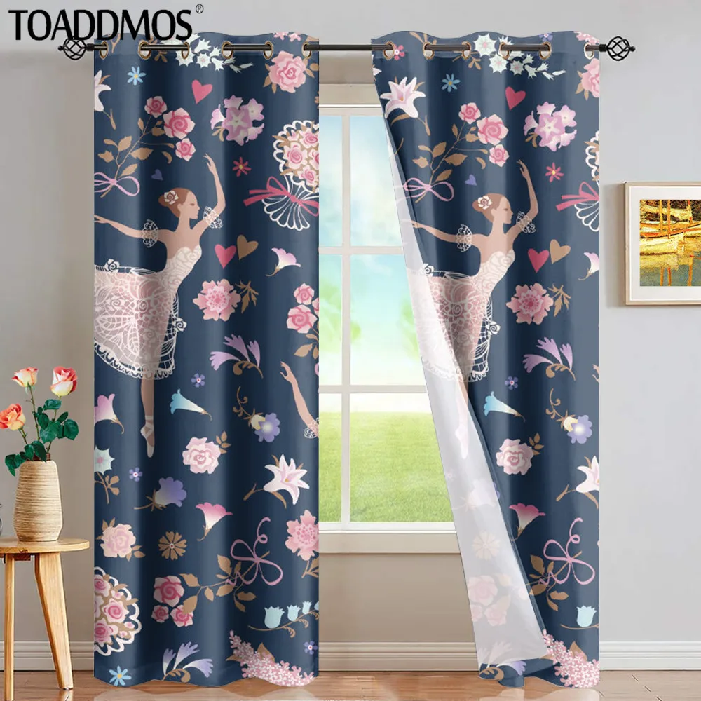 

TOADDMOS Dancing Girl Print Window Curtains for Adults Girls Kids Bedroom Blackout Curtains Living Room Sunblind Home Decoration
