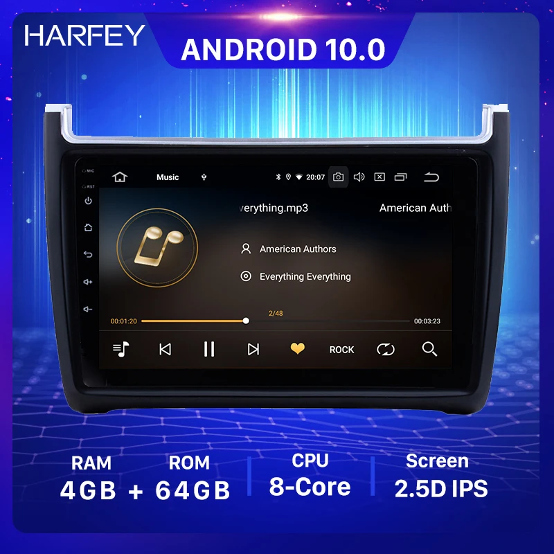 Автомагнитола Harfey мультимедийный плеер на Android 10 0 4 + 64 гб 9 дюймов 1din GPS для Volkswagen