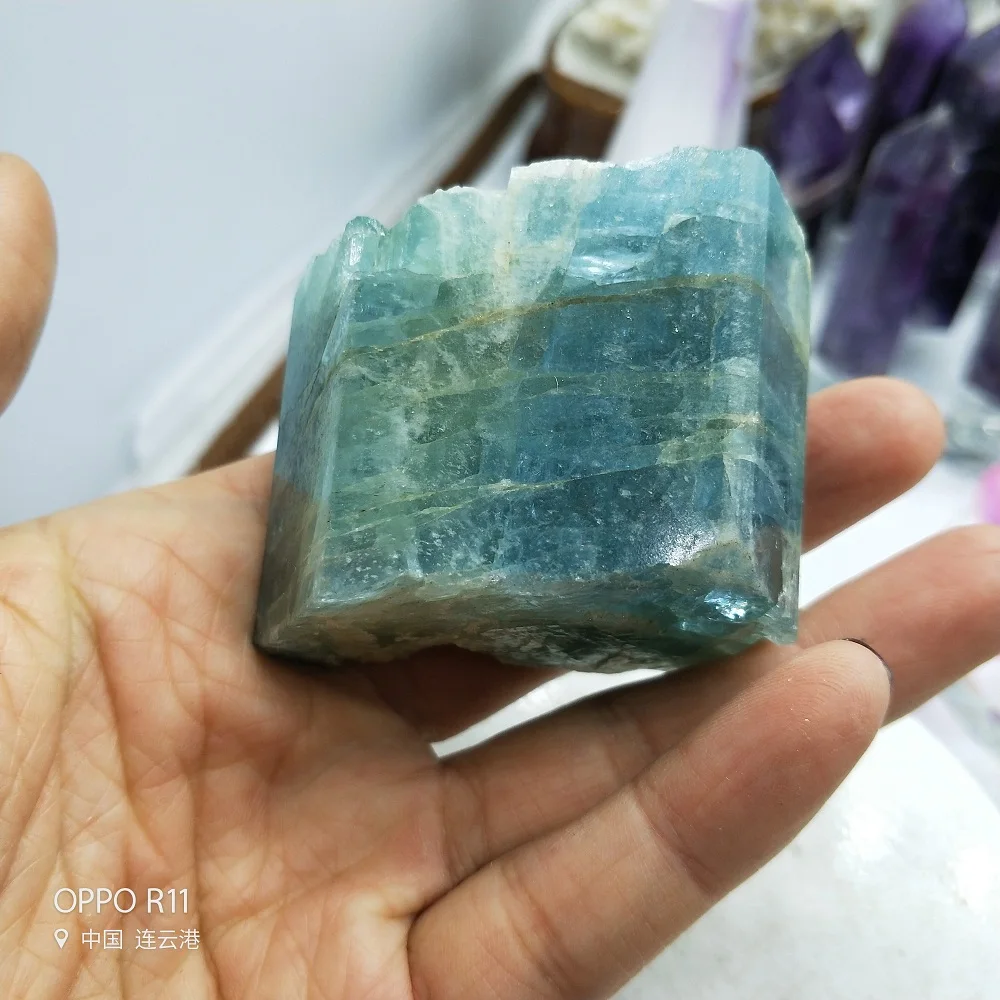 Натуральный Цветной аквамарин сырой кварцевый бериловый драгоценный камень