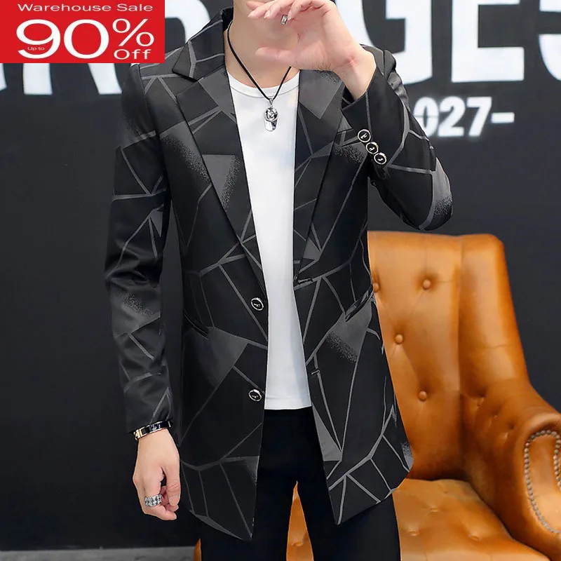 Мужской Блейзер длинный 2020 Новое поступление весна-осень мужской костюм для