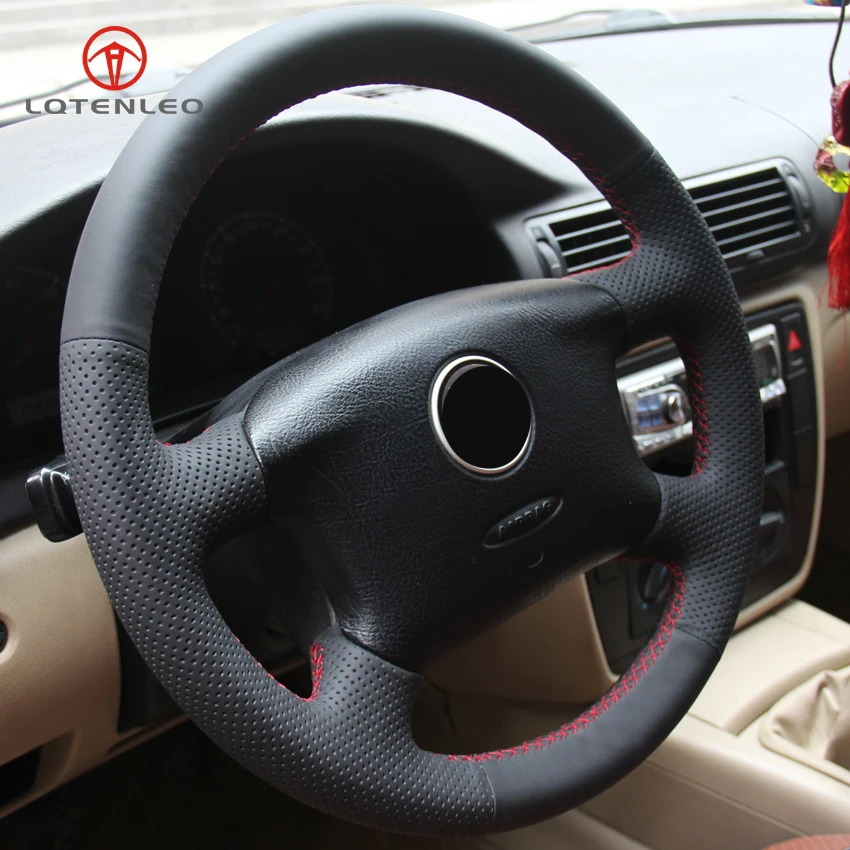 LQTENLEO черный чехол рулевого колеса автомобиля из искусственной кожи для Volkswagen Passat