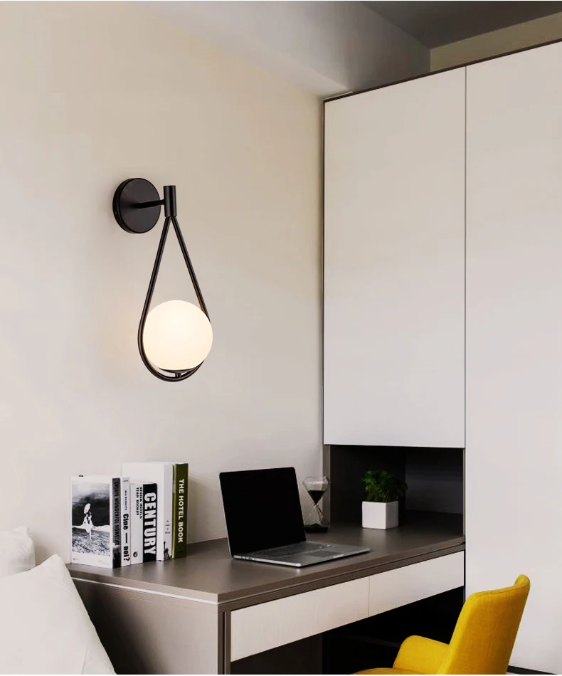 Art Deco Bedroom Bedside Wall Lamp Nordic Glass Ball Wall Lighting/Light Modern LED Wall Light