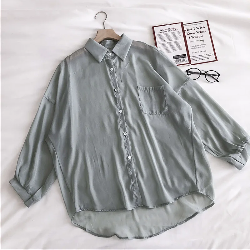 Женская блузка Gagarich тонкая женская летняя 2020 новинка корейский стиль прозрачная