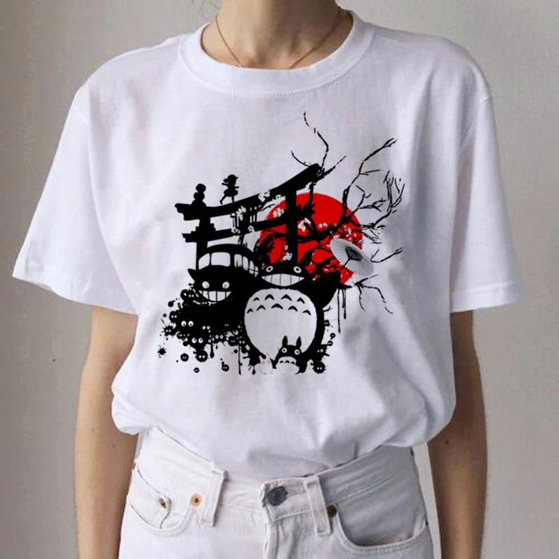 Totoro Studio Ghibli Kawaii Harajuku футболки для женщин Miyazaki Hayao забавная футболка с героями мультфильмов Мода 90s милая футболка Футболки женские - Цвет: 9152