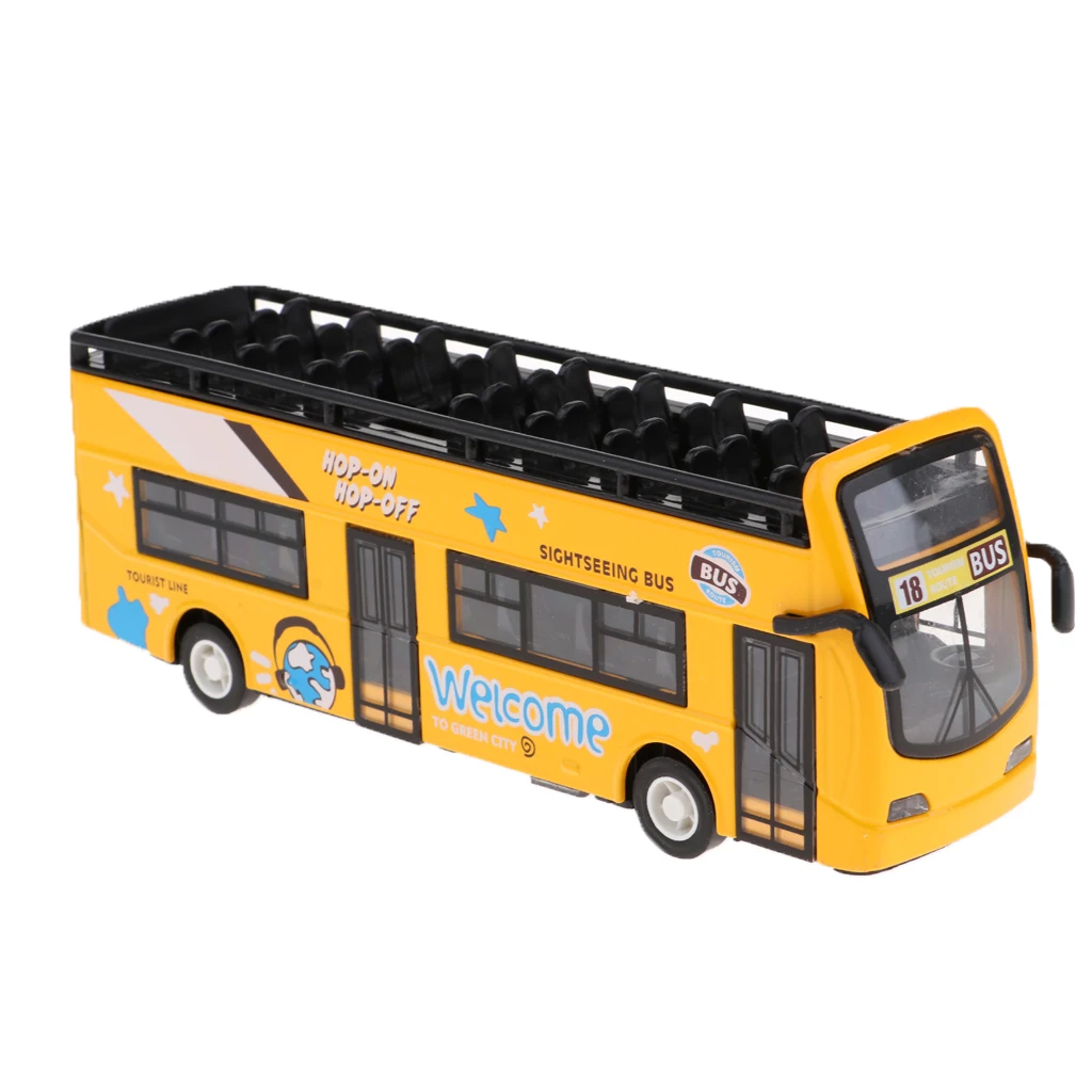

Модель туристического автобуса HOP-ON Die-cast, открывающаяся дверь светильник, звук
