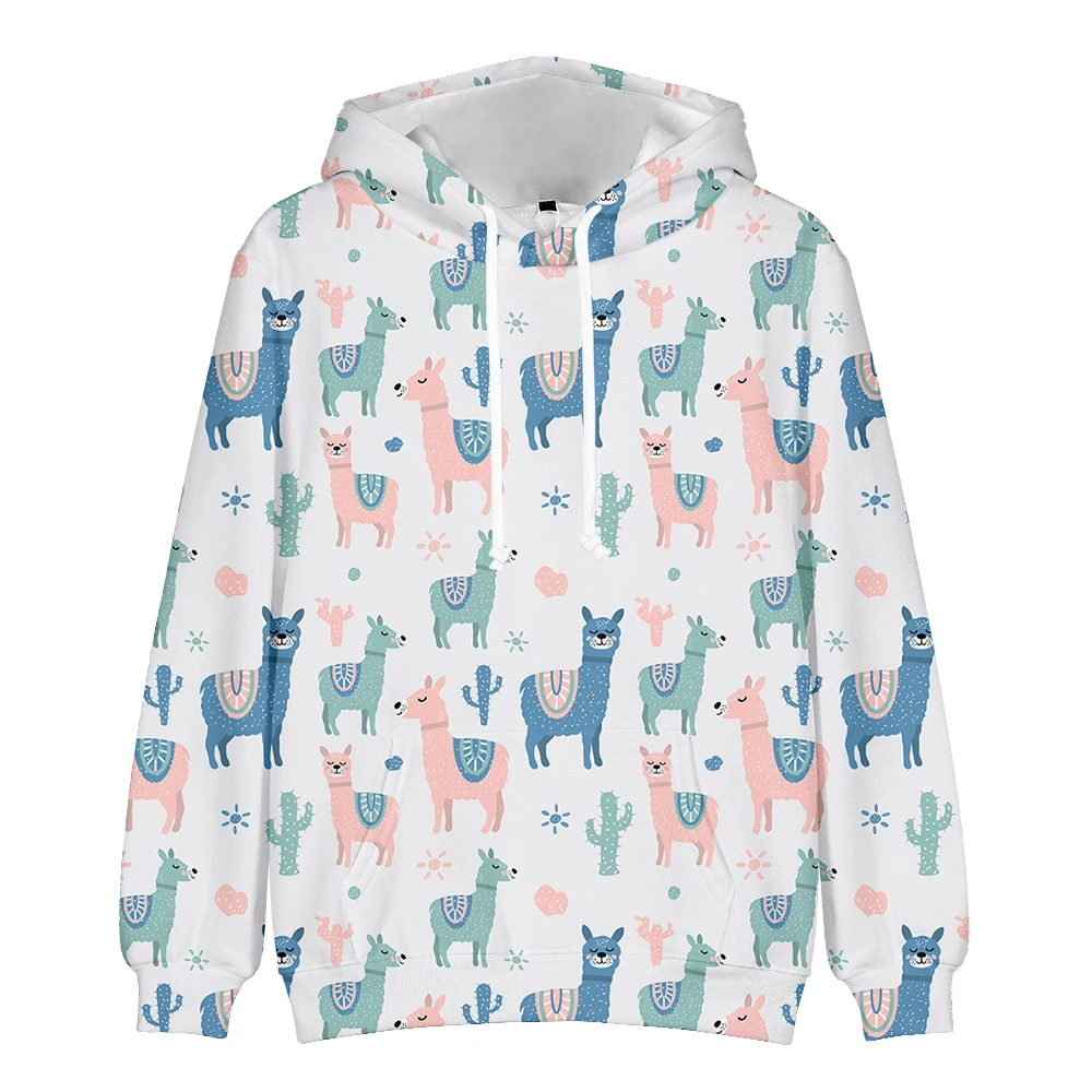 

Unique Fashion Clothing Casual Wear Men/women Boysgirl Funny Hooded Sweet Design Alpaca 3D Printed Sweatshirt Ladies Hoodie Full