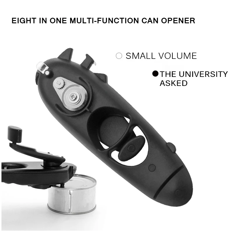 

8in1 Ergonomic Manual Can Opener Bar Home Portable Non Slip With Grips Alloy Steel Heavy Duty Kitchen Tool Bottle Handheld