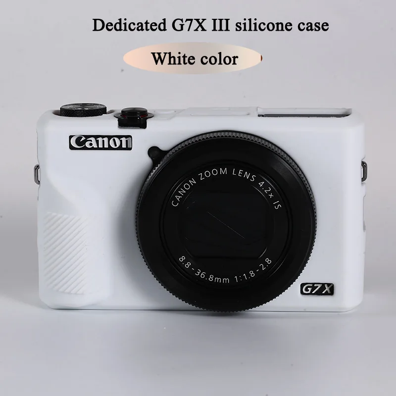 Красивая видеокамера для камеры Canon G7XII G7X II G7X mark 3 G7X III G5X II силиконовый чехол резиновый чехол для камеры защитный чехол - Цвет: G7X III white color