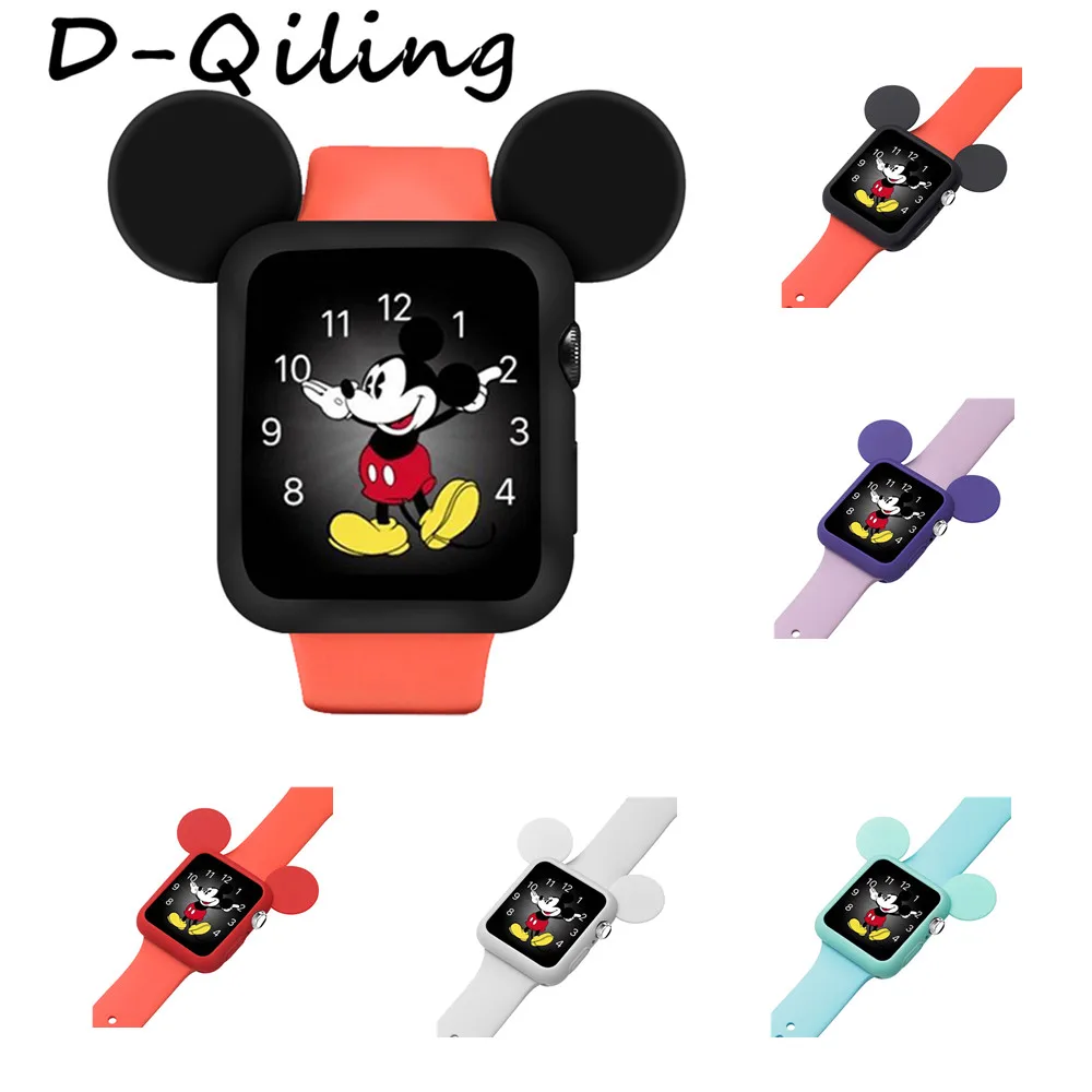 Милый силиконовый чехол с Микки Маусом для Apple Watch iwatch Резиновая серия 5 4 3 2 1 38 мм 42