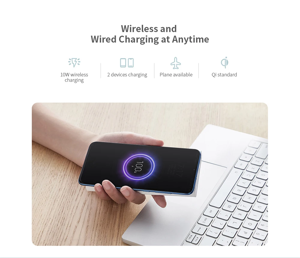 Xiaomi 10000mAh беспроводной банк питания WPB15ZM 10W Выход двухсторонняя Быстрая зарядка Молодежная версия для телефона планшета ноутбука