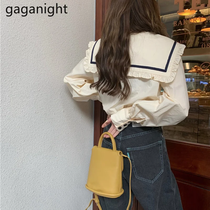 Gaganight новые корейские Блузки Топы Весна 2021 Женская модная однотонная белая