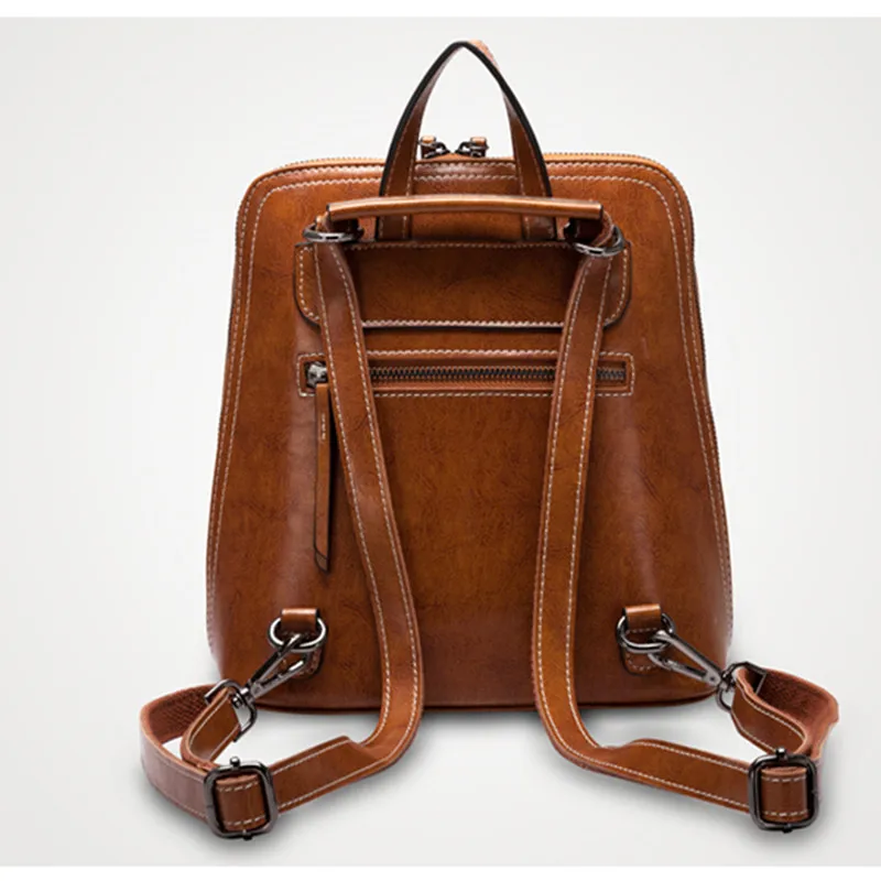 Vento Marea женский рюкзак из натуральной кожи многоцелевой черный сумка на плечо