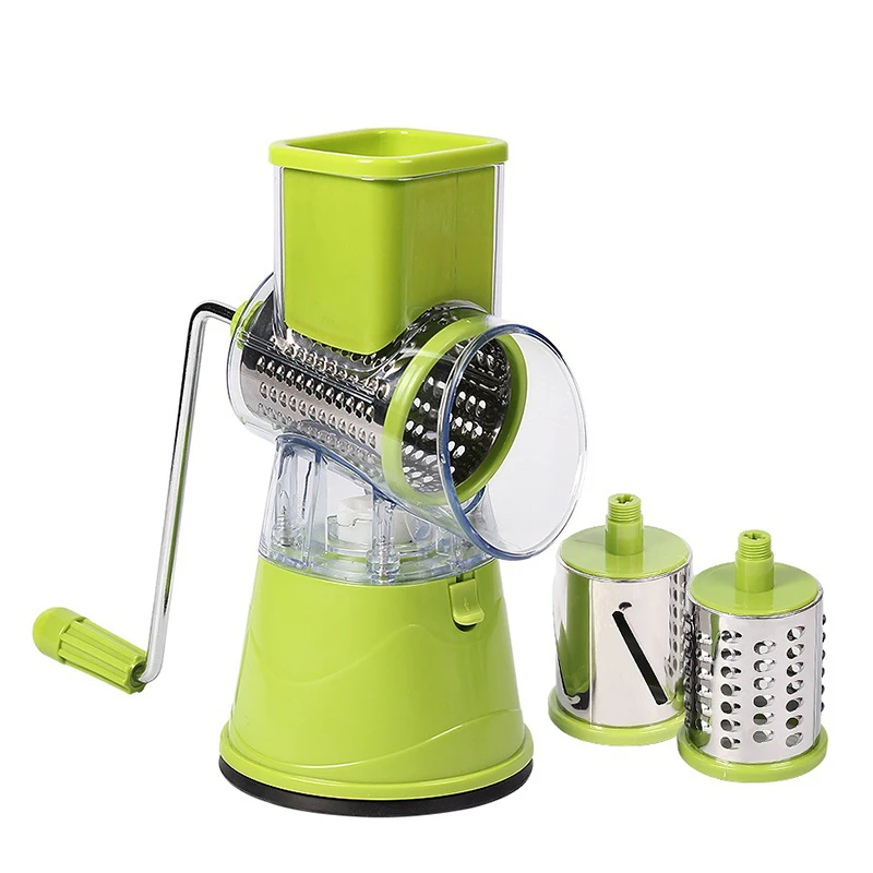 

Rotary Cheese Grater Handheld Vegetable Mandoline Slicer Shredder with 3 Drum Blades Kitchen Tool K888