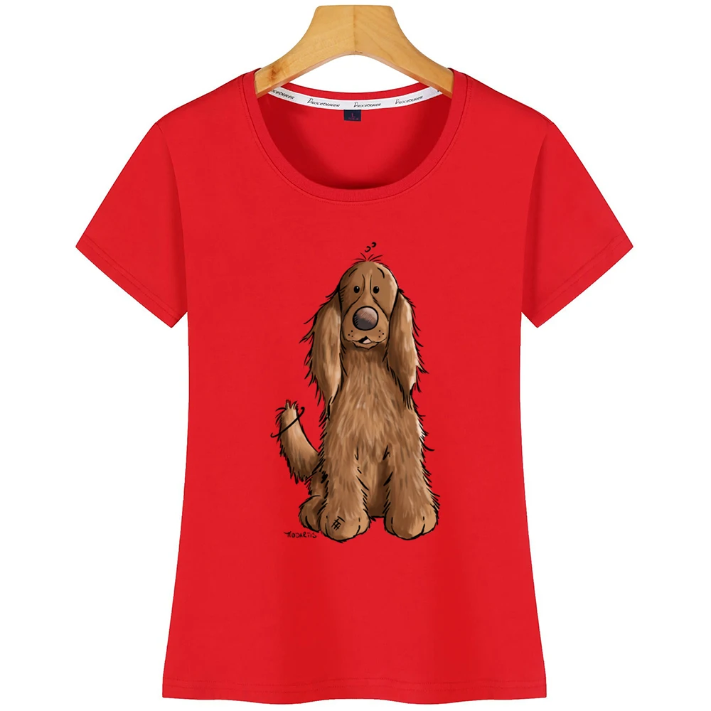 Женская Футболка Happy Cocker Spaniel черная короткая футболка с надписью Dogs Fun Kawaii |