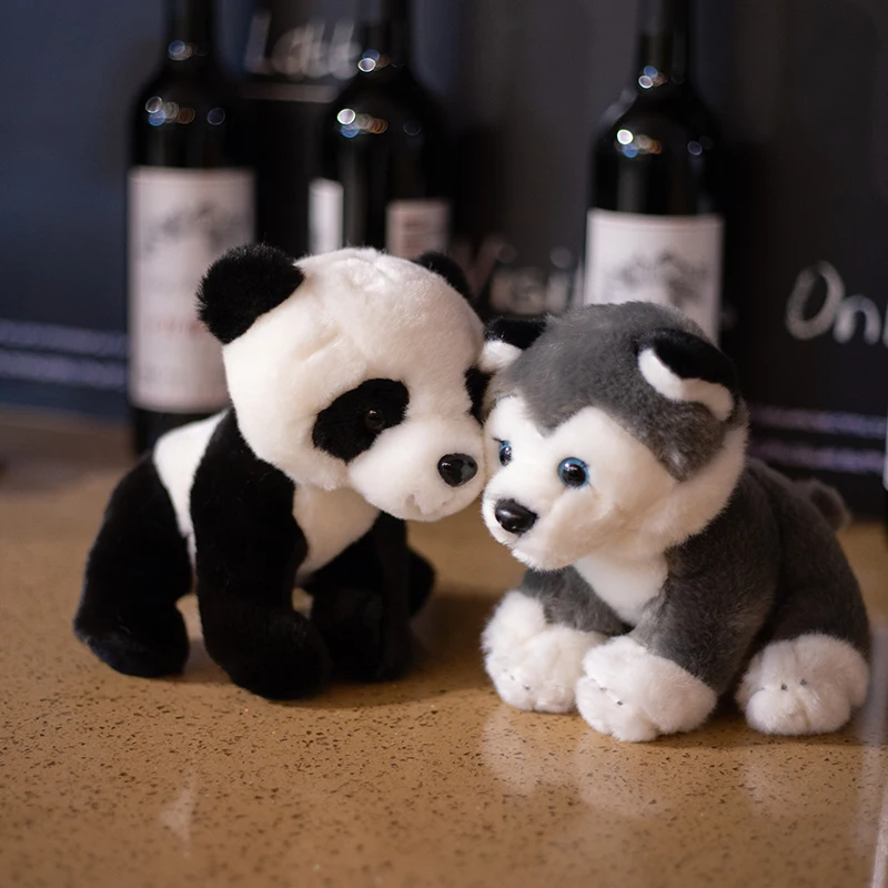 

20cm Simulation Lion Leopard Panda Husky Plush Toys Home Decor Stuffed Animals Dolls Soft Real Like Pillow for Kids Boys Gift
