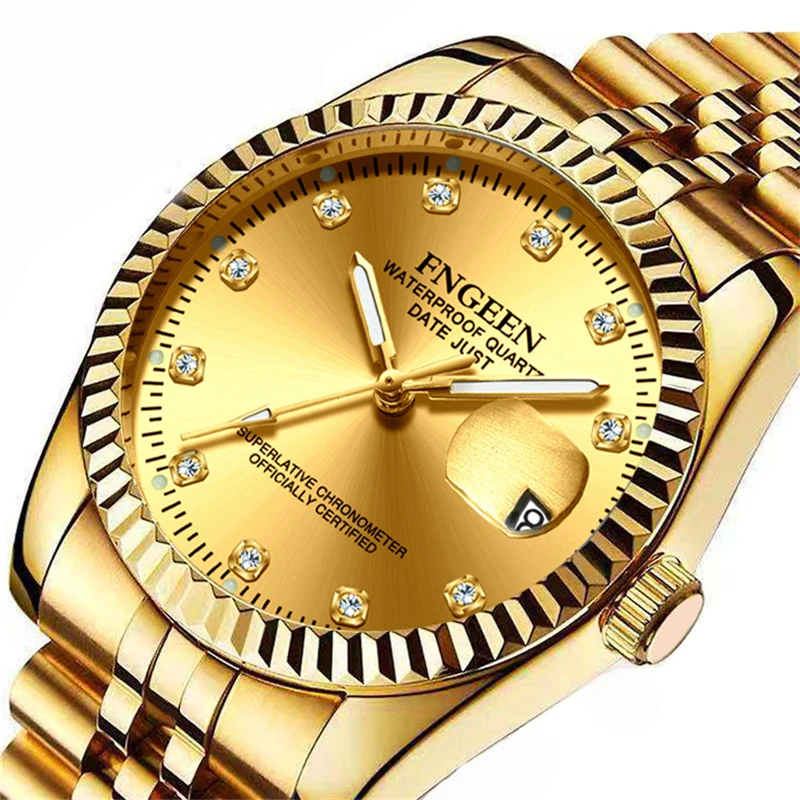 

Casual Couple Round Dial Calendar Alloy Linked Strap Analog Quartz Wrist Watch Ladies Dress Watches Gift Luxury WAC191