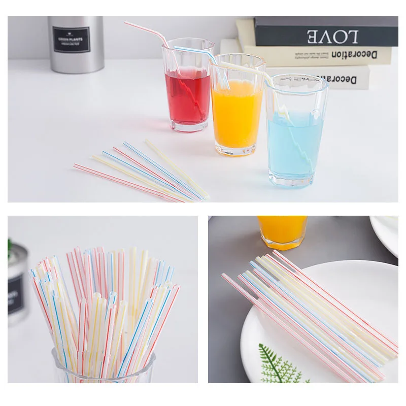 

Flexible Bendy Party Disposable Plastic Drinking Straws - Assorted Colors 100pcs Drinking Straws Straw Bar Accessories
