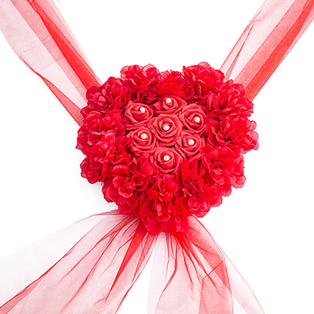 В форме сердца праздничный Романтический венок из искусственного шелка