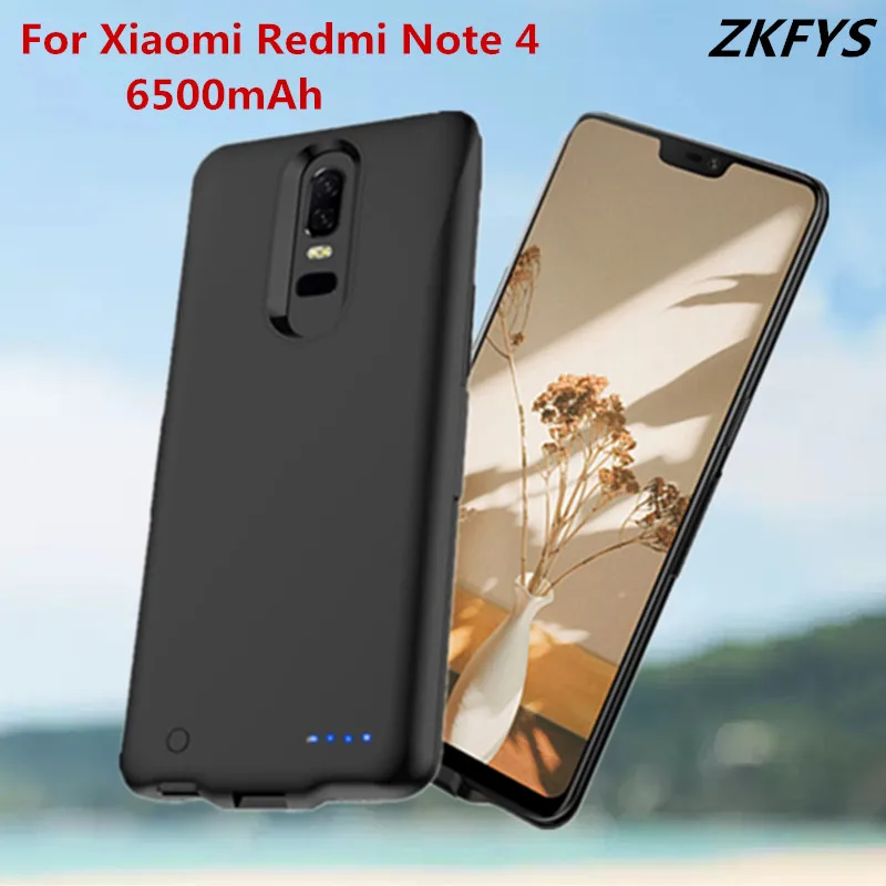 ZKFYS чехол для зарядки аккумулятора Xiaomi Redmi Note 4 Внешний Ультратонкий 6500 мАч