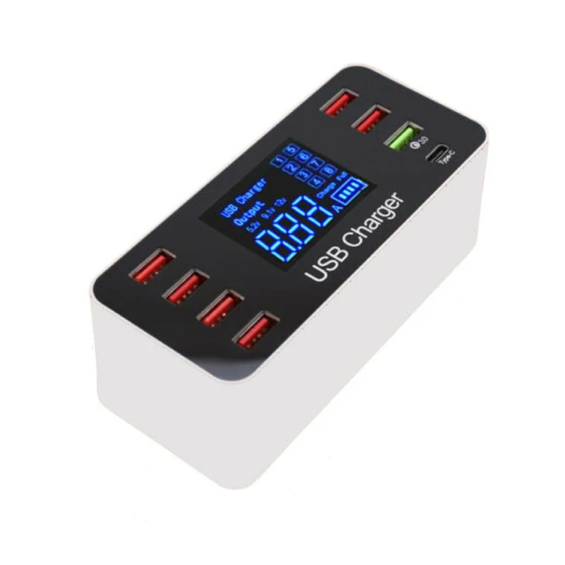 USB быстрое зарядное устройство светодиодный дисплей 7 портов Q C 3 0 Smart Настольный 40