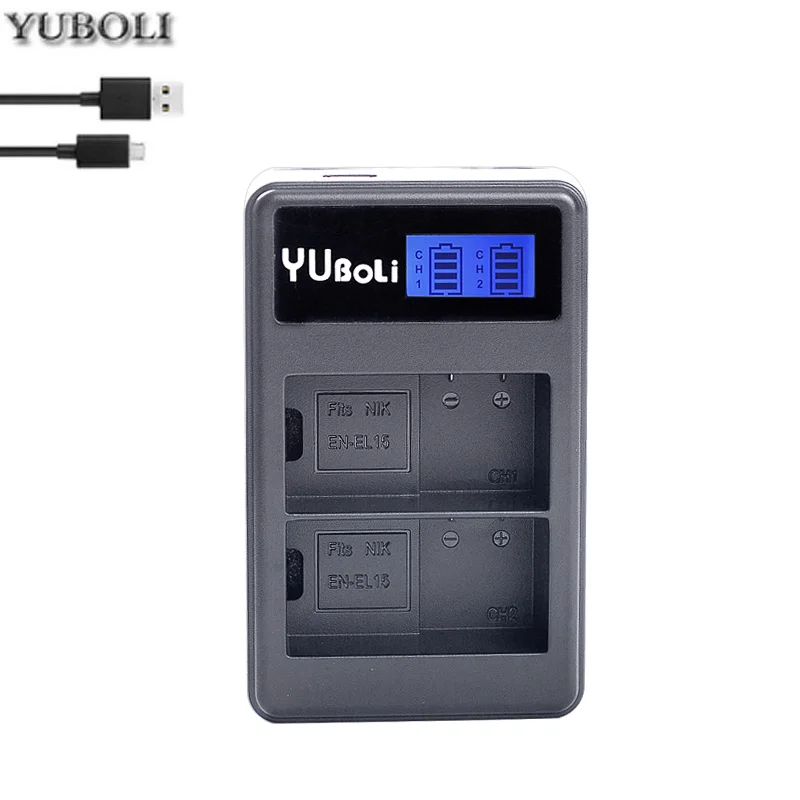 charger only EN-EL15 ENEL15 RU EL15 ENEL15A батарея+ ЖК-дисплей USB зарядное устройство для Nikon D750 SLR D7000 D7100 D7200 D610 D7500 D810 D850 Z7 Z6 - Цвет: charger only