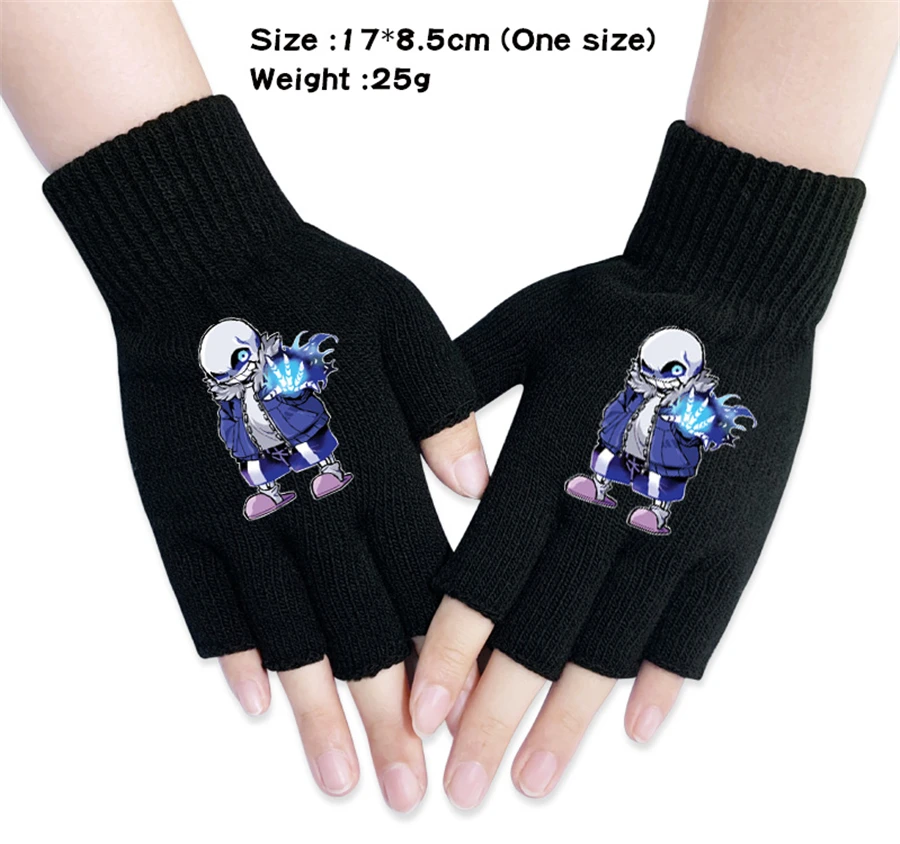 Мультяшные вязаные перчатки на полпальца Undertale Sans для мальчиков и девочек осень