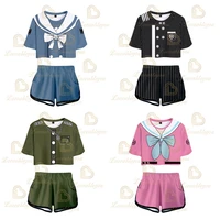 anime 3d printed short sleeve crop top shorts two piece set women tracksuits school uniforms cosplay costume
