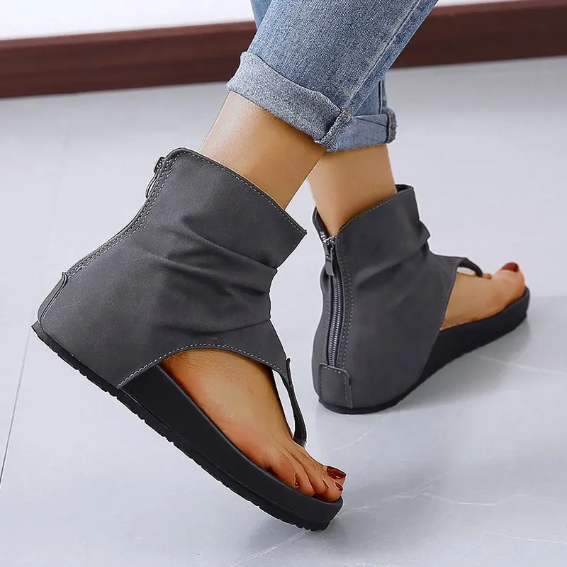 

Retro Women Sandals Summer Wedges Shoes Gladiator Platform Sandals Ladies T Strap Flip Flops Chaussures Femme Plus Size 35-43