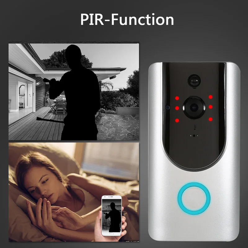 Smart Home WiFi Video Doorbell Wireless 720P HD Ring Camera1.0 MP Night Vision Two-way Audio Phone APP Remote PIR Alarm | Безопасность и