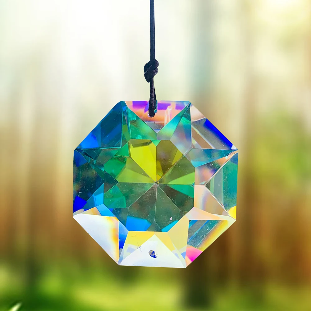 

50mm Faceted Octagonal Crystal Prism Lamp Chandelier Parts AB Color Rainbow Suncatcher Hanging Pendant Home Wedding Decor Crafts