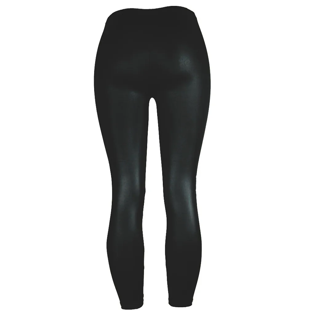 

Summer Sexy Leather Women's Leggings Leisure Black Bottom Pants Coloured High-Waist Slim Nine-minute Pants Jeggings Leggins