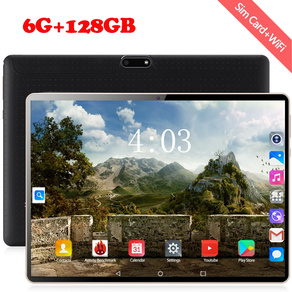 10-дюймовый планшетный ПК 6 + 128 ГБ Android 8 0 Google store 10 ядер 1920*1200 IPS две SIM-карты 4G