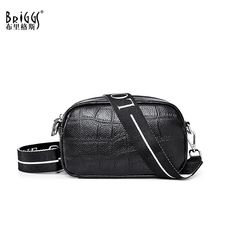 

BRIGGS, 100% натуральная кожа, модная женская сумка через плечо, черные сумки на плечо, небольшая Повседневная Дамская Сумка-тоут