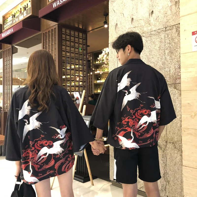 Женское кимоно человек юката Женский унисекс haori obi традиционное японское