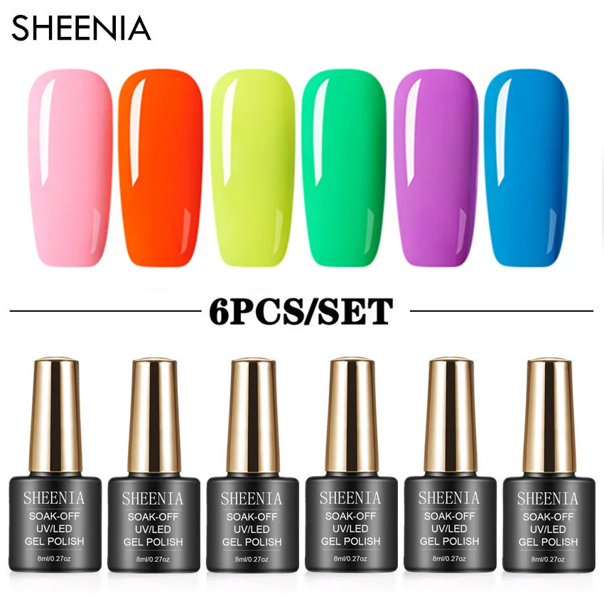

8ML Gel Polish Set 6Pcs Hybrid Varnish Soak Off UV Gel LED Semi Permanent For Manicure Nail Art Gel Polish Kit Base Top Coat