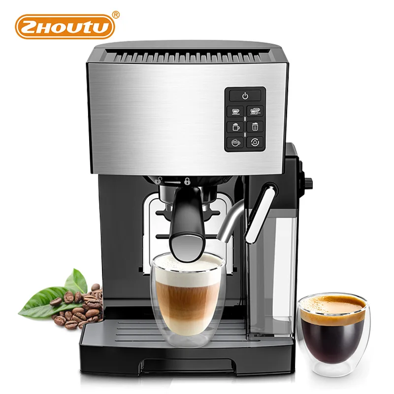 Zhoutu Espresso Coffee Maker Cappuccino Machine 19 Bar Fast Heating System with Powerful Milk Tank One-Touch Brewing | Бытовая техника
