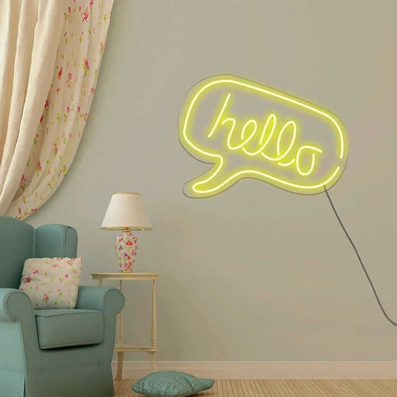 

Hello Logo Neon Sign Light Aesthetic Room Lamps for Wall Decor Home Bedroom Bar Wedding Birthday Party Customize Design Lights