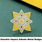 Игровые аксессуары для косплея Genshin Impact, металлические значки Albedo, аниме проект на Хэллоуин, брошь в форме солнца, рождественские подарки