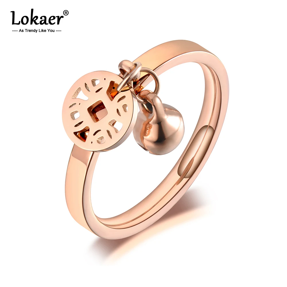 Кольцо Lokaer из титановой нержавеющей стали с древними монетами и колокольчиками