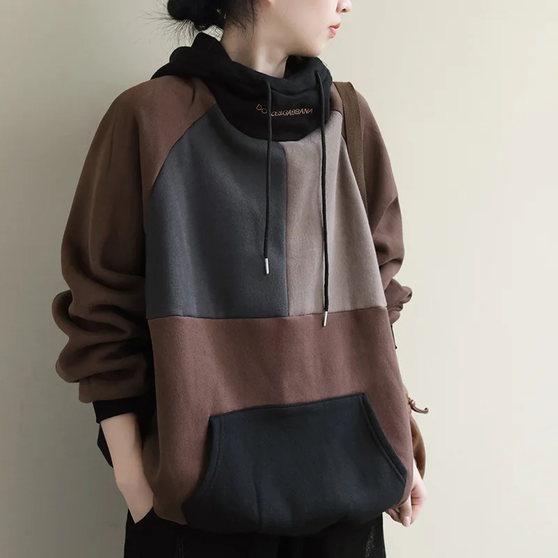 Осенне-зимние толстовки в стиле ретро женские свободные пуловеры большого