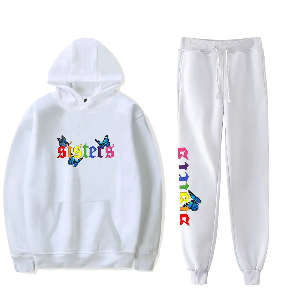 

Sportswear Suit James Charles Blue Butterfly SISTERS Logo K-pop Outfits Winter Hoodies+Jogger Pants Stylish Casual Pullover Set